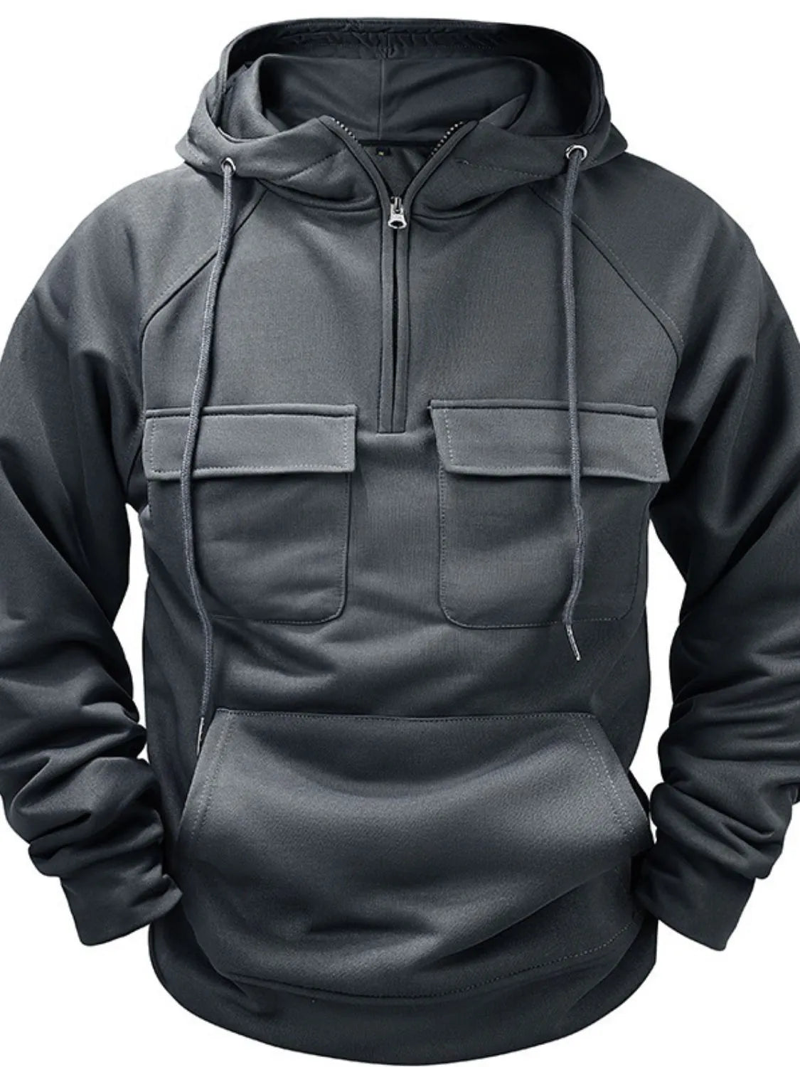 Men's Full Size Drawstring Long Sleeve Hoodie Plus Size - Premium Men's Sweatshirts from Trendsi - Just $51.40! Shop now at Handbags Specialist Headquarter