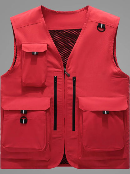 Men's Plus Size Zip Up V-Neck Vest - Premium Men's zip up vest from Trendsi - Just $43.42! Shop now at Handbags Specialist Headquarter