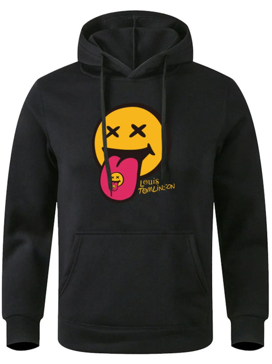 Men's Full Size Drawstring Graphic Long Sleeve Hoodie Plus Size - Premium Men's Sweatshirts from Trendsi - Just $25.70! Shop now at Handbags Specialist Headquarter
