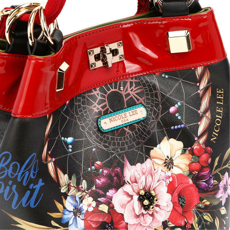 Nicole Lee USA Flower Pattern Adjustable Strap Backpack Bag.