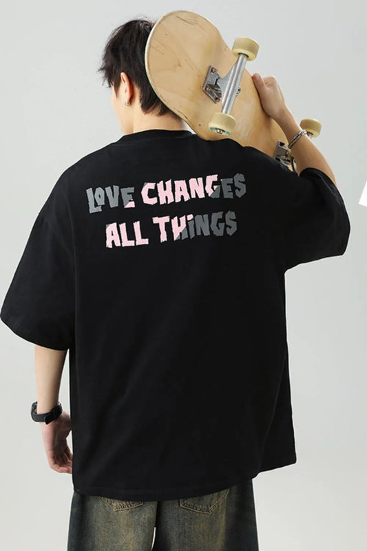 Men's Plus Size Letter Round Neck Half Sleeve T-Shirt - Premium Men's T Shirt from Trendsi - Just $27! Shop now at Handbags Specialist Headquarter