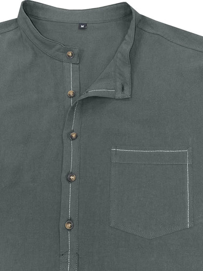 Men's Button Detail Long Sleeve Polo Shirt - Premium Men's Polo shirt from Trendsi - Just $43.99! Shop now at Handbags Specialist Headquarter