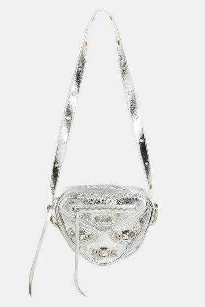 Fame PU Leather Triangle Crossbody Bag - Premium Crossbody Bag from Trendsi - Just $30.99! Shop now at Handbags Specialist Headquarter