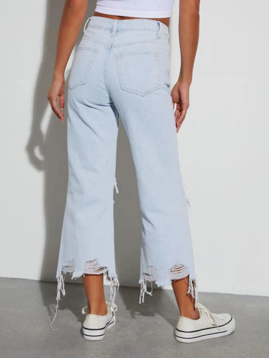 Distressed Raw Hem Jeans - Premium Women / Jeans & Denim from Trendsi - Just $31.40! Shop now at Handbags Specialist Headquarter