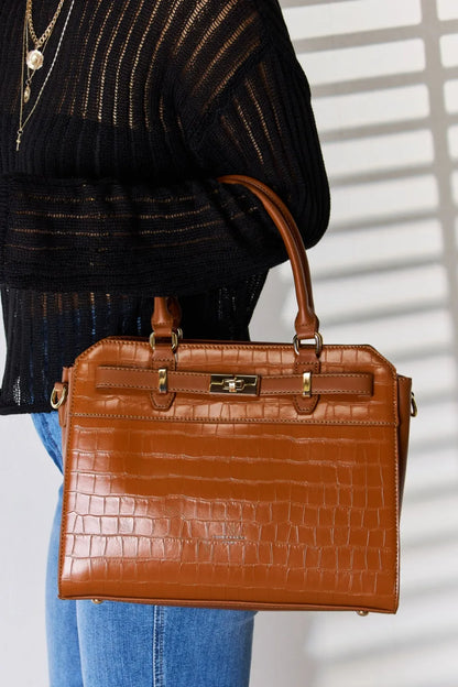 David Jones Texture PU Leather Handbag - Premium handbags from Trendsi - Just $57.99! Shop now at Handbags Specialist Headquarter