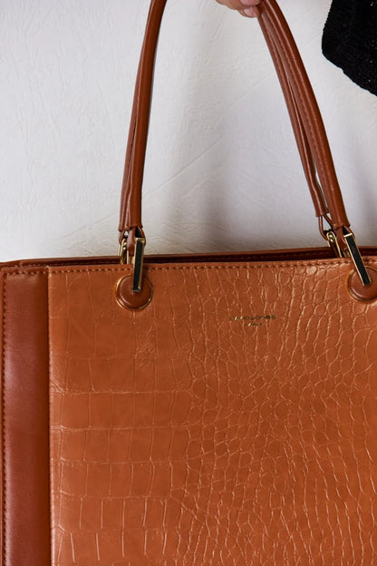 David Jones Texture PU Leather Handbag - Premium Handbags from Trendsi - Just $52.99! Shop now at Handbags Specialist Headquarter