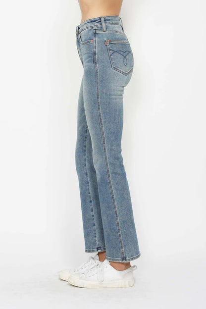 Judy Blue Full Size Tummy Control Back Embroidered Pocketed Bootcut Jeans Plus Size - Premium Women / Jeans & Denim from Trendsi - Just $57.99! Shop now at Handbags Specialist Headquarter