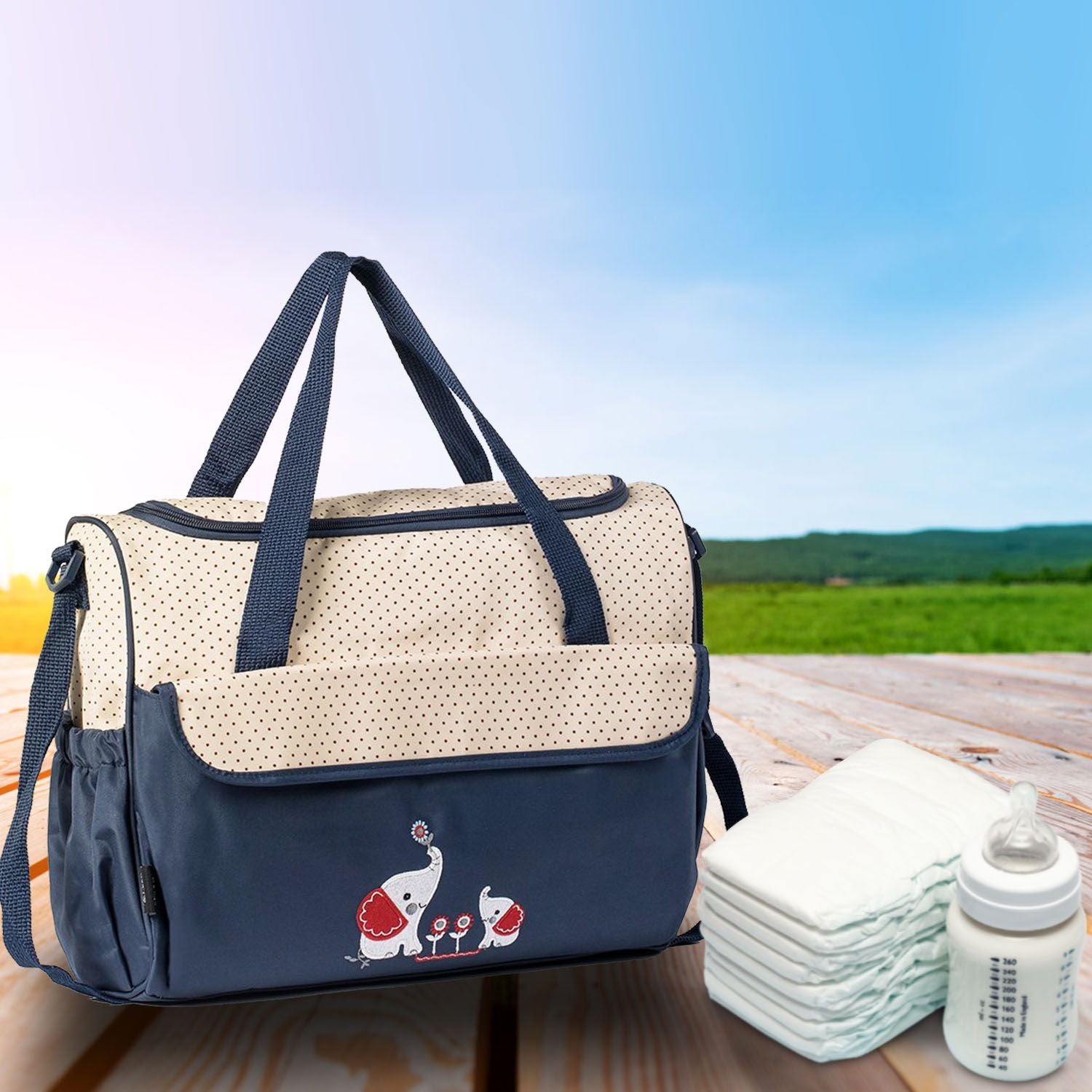 11Pcs Baby Nappy Diaper Bags Set for Mom Dad Mummy Shoulder Bags Multifunctional Diaper Handbags with Food Bag Bottle Bag Diaper Pad Burp Cloth 2 Hook Straps - Premium Diaper Bags Set from Doba - Just $112.54! Shop now at Handbags Specialist Headquarter