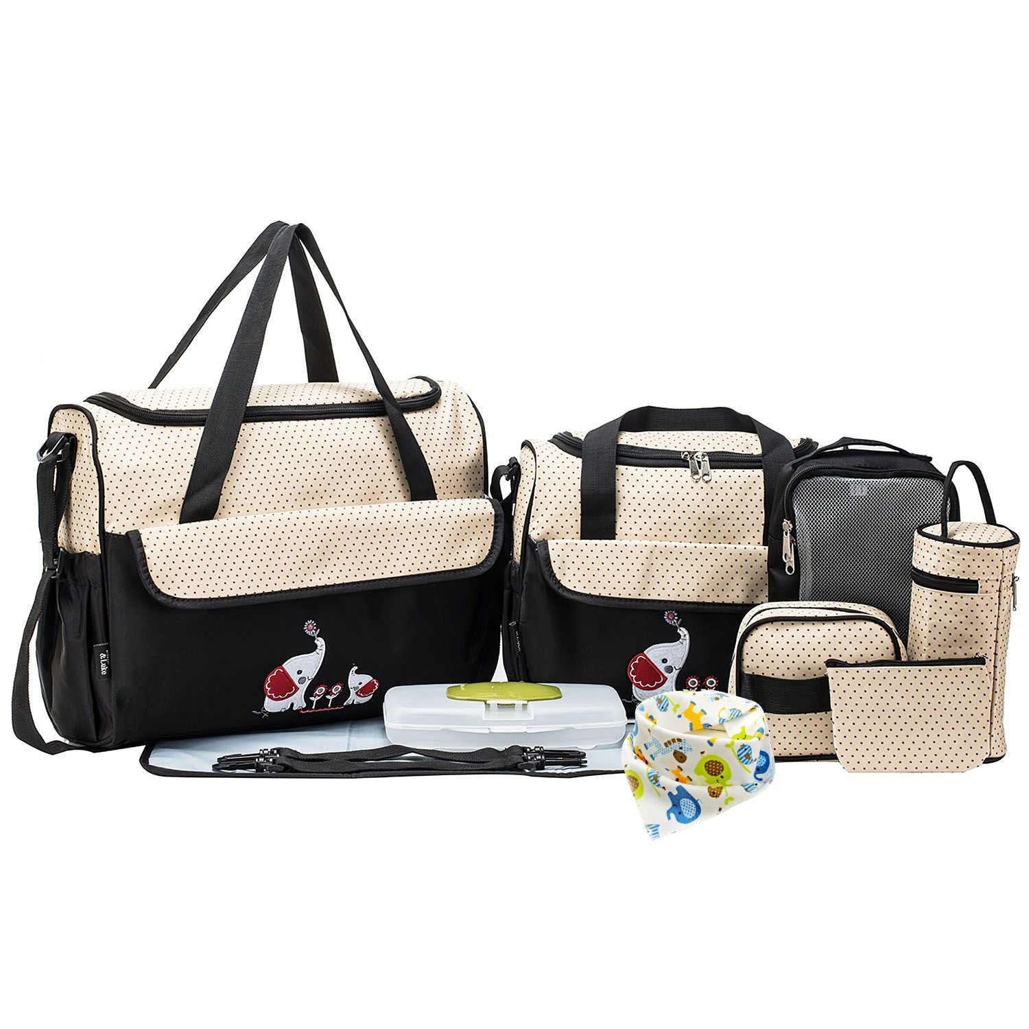 11Pcs Baby Nappy Diaper Bags Set for Mom Dad Mummy Shoulder Bags Multifunctional Diaper Handbags with Food Bag Bottle Bag Diaper Pad Burp Cloth 2 Hook Straps - Premium Diaper Bags Set from Doba - Just $112.54! Shop now at Handbags Specialist Headquarter
