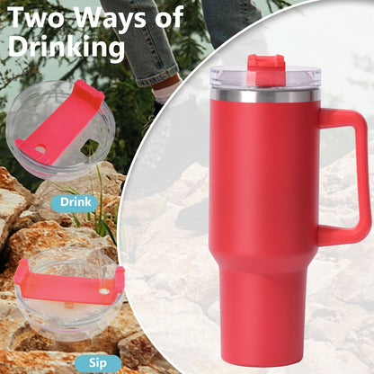 40oz large capacity tumbler, With Handle And Straw Lid, Insulated Reusable Stainless Steel Water Bottles Travel Mug Coffee Cup car cup water cup For Men Women Outdoor Camping Driving,  gift - Premium Water Bottles from Doba - Just $31.60! Shop now at Handbags Specialist Headquarter