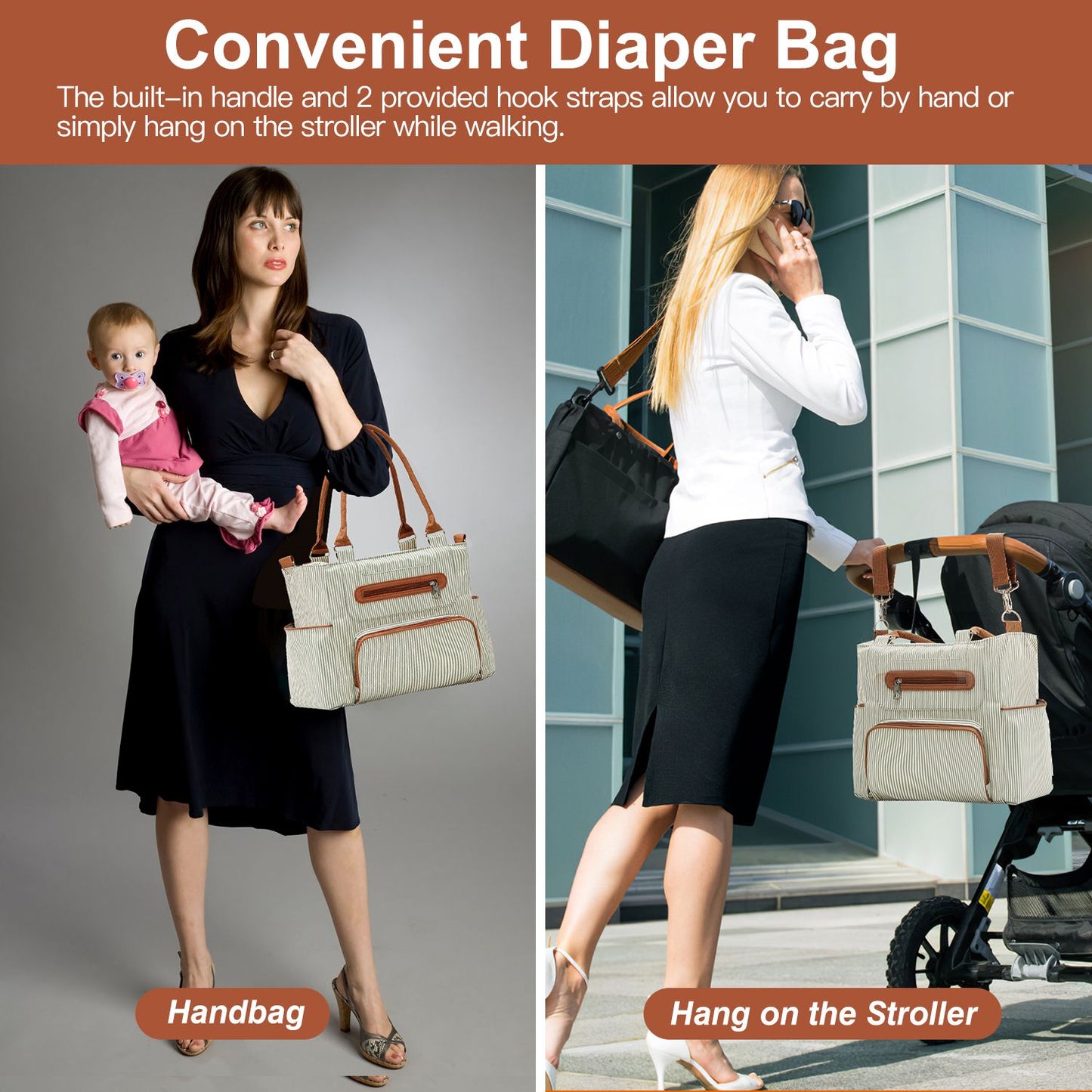 8Pcs Baby Nappy Diaper Bags Set for Mom Dad Mummy Handbags Multifunctional Diaper Changing Bags with Bottle Bag Mesh Bag Purse Diaper Pad 2 Burp Cloths 2 Hook Straps - Premium Diaper Bags Set from Doba - Just $85.80! Shop now at Handbags Specialist Headquarter