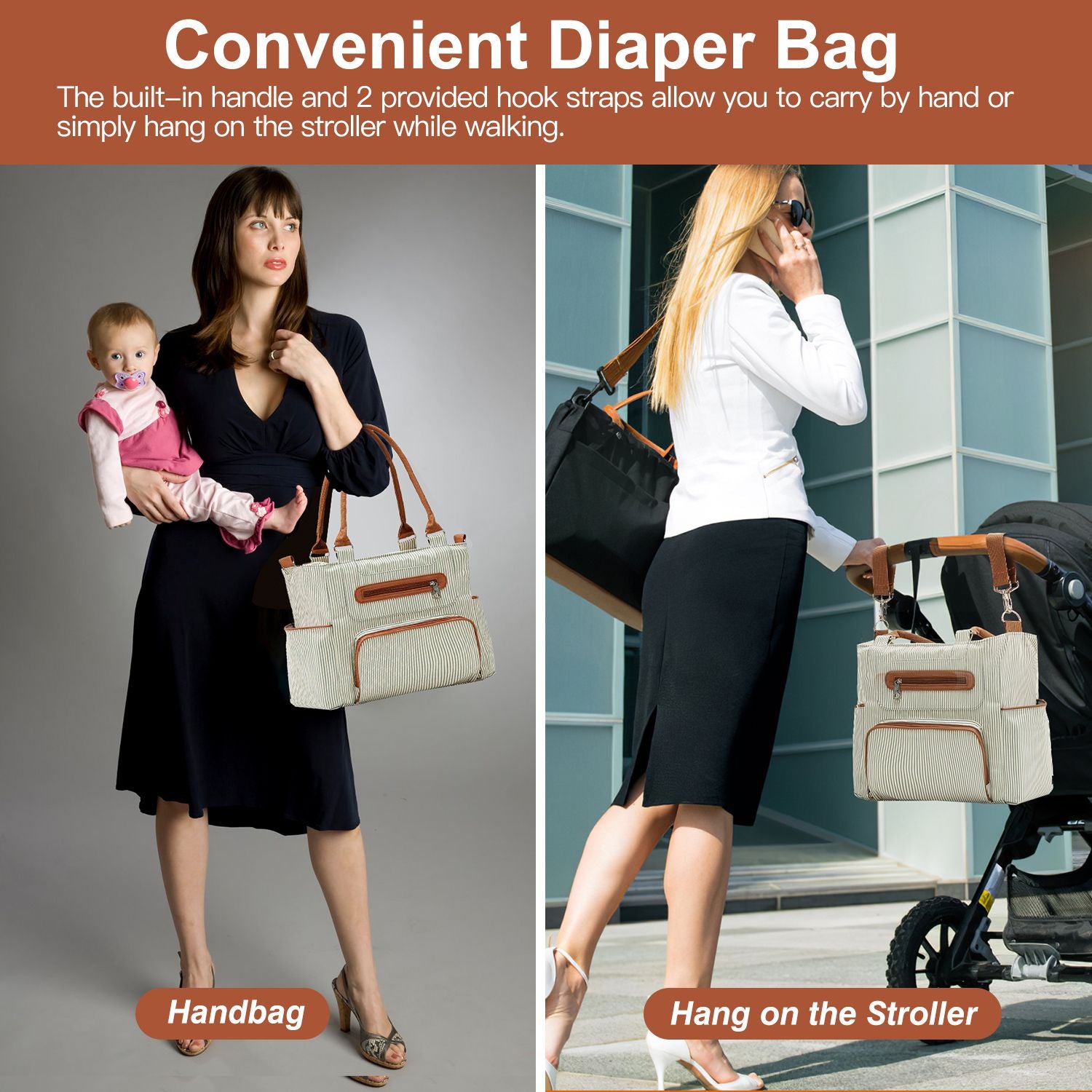 8Pcs Baby Nappy Diaper Bags Set for Mom Dad Mummy Handbags Multifunctional Diaper Changing Bags with Bottle Bag Mesh Bag Purse Diaper Pad 2 Burp Cloths 2 Hook Straps - Premium Diaper Bags Set from Doba - Just $85.80! Shop now at Handbags Specialist Headquarter