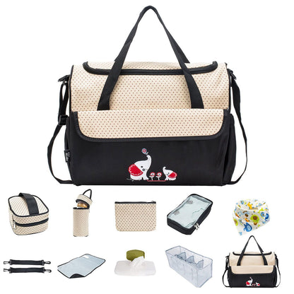 11Pcs Baby Nappy Diaper Bags Set for Mom Dad Mummy Shoulder Bags Multifunctional Diaper Handbags with Food Bag Bottle Bag Diaper Pad Burp Cloth 2 Hook Straps - Premium Diaper Bags Set from Doba - Just $112.54! Shop now at Handbags Specialist Headquarter