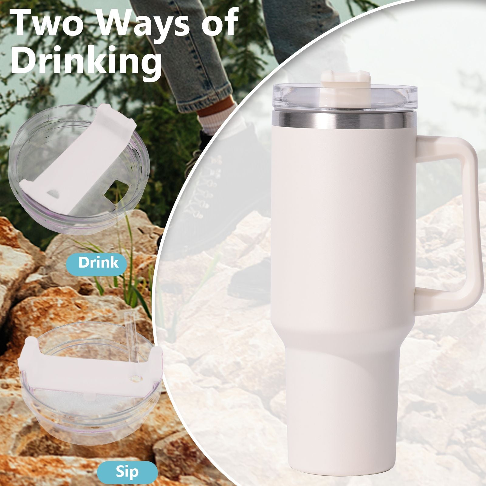 40oz large capacity tumbler, With Handle And Straw Lid, Insulated Reusable Stainless Steel Water Bottles Travel Mug Coffee Cup car cup water cup For Men Women Outdoor Camping Driving,  gift - Premium Water Bottles from Doba - Just $31.60! Shop now at Handbags Specialist Headquarter