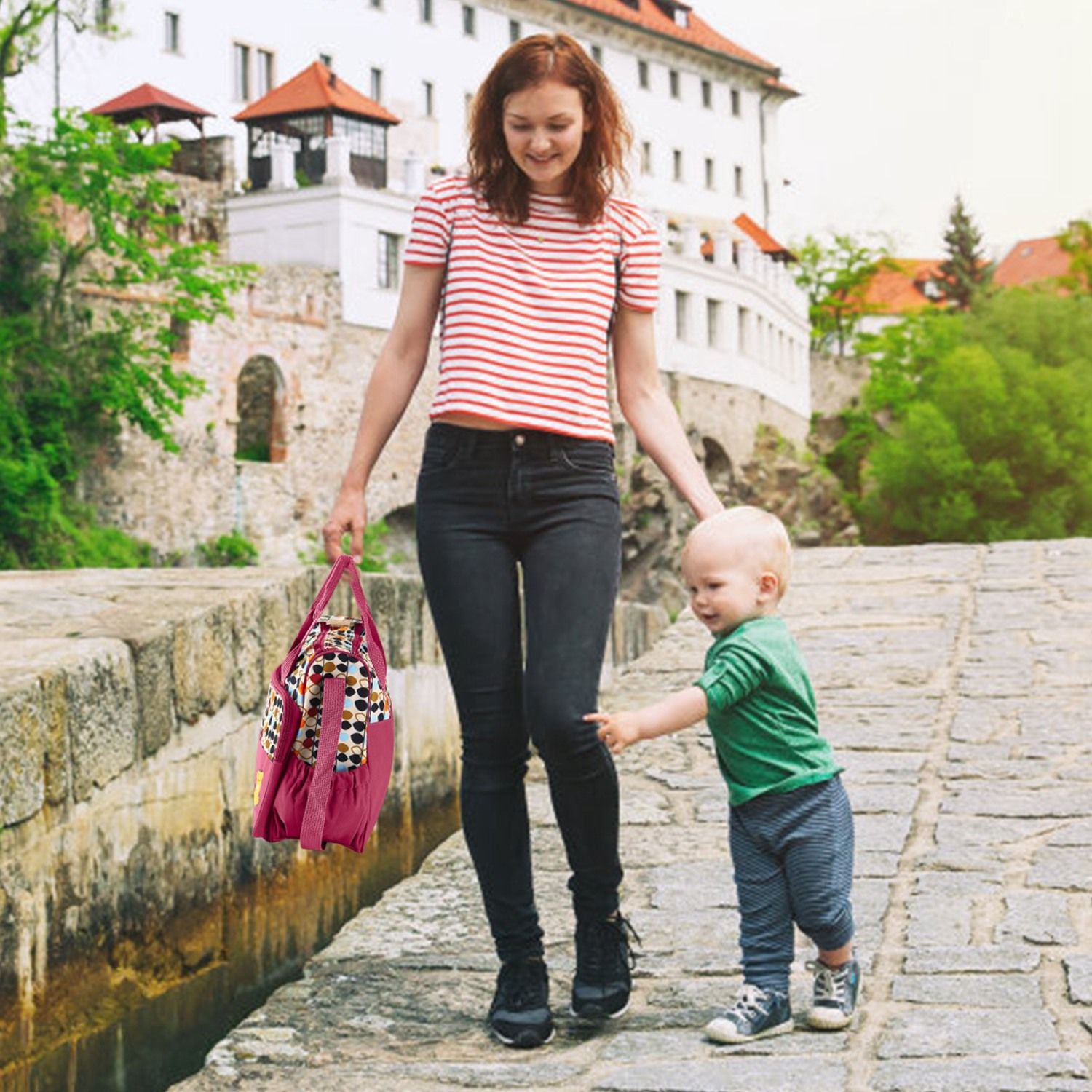 5PCS Baby Nappy Diaper Bags Set Mummy Diaper Shoulder Bags w/ Nappy Changing Pad Insulated Pockets Travel Tote Bags - Premium Tote Bags from Doba - Just $70.62! Shop now at Handbags Specialist Headquarter