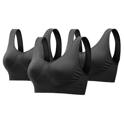 3 Pack Sport Bras For Women Seamless Wire free Bra Light Support Tank Tops For Fitness Workout Sports Yoga Sleep Wearing - Premium Tops from Doba - Just $32.50! Shop now at Handbags Specialist Headquarter