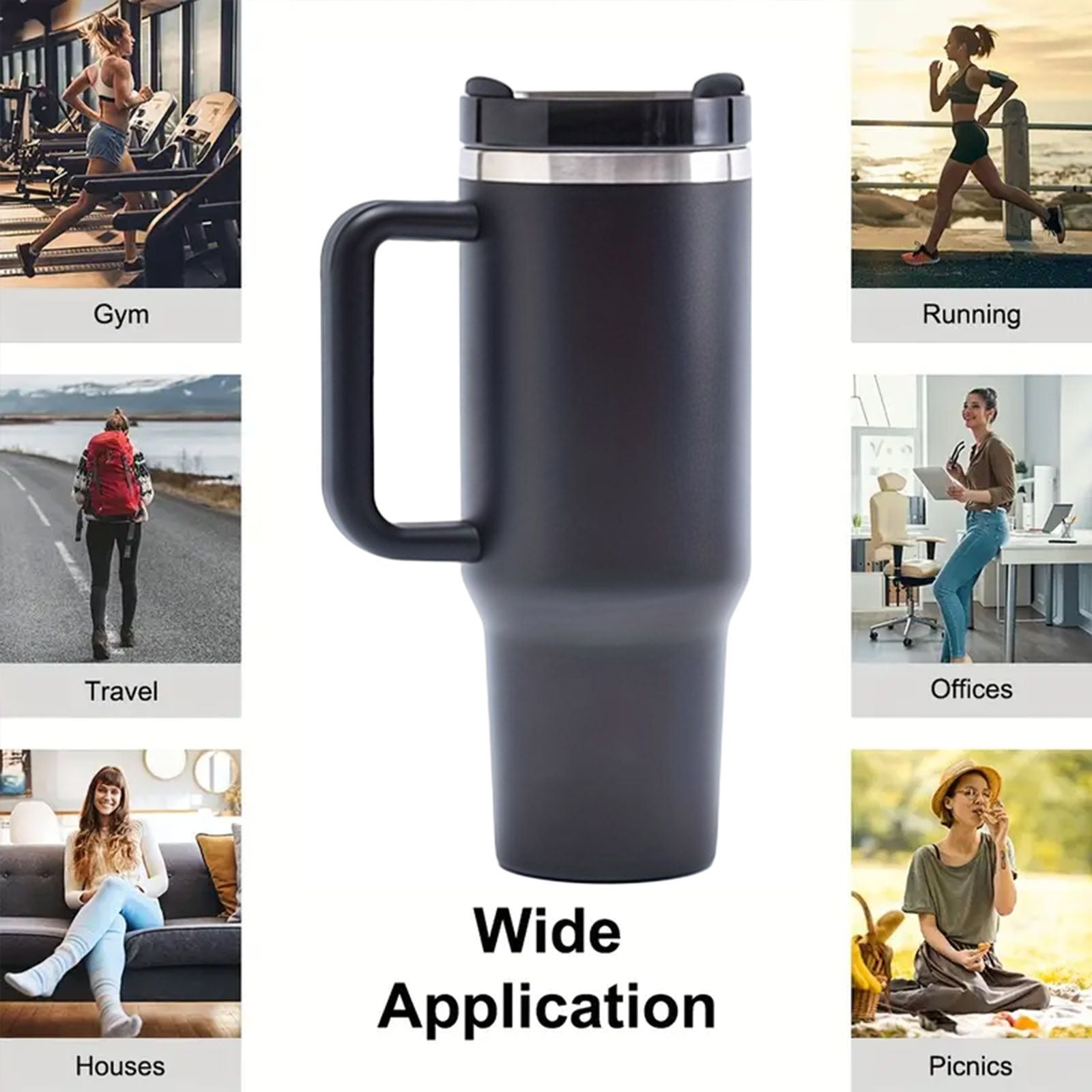 40oz V2 large capacity tumbler,  With Handle And Straw Lid, Insulated Reusable Stainless Steel Water Bottles Travel Mug Coffee Cup car cup water cup For Men Women Outdoor Camping Driving, gift - Premium Water Bottles from Doba - Just $31.60! Shop now at Handbags Specialist Headquarter