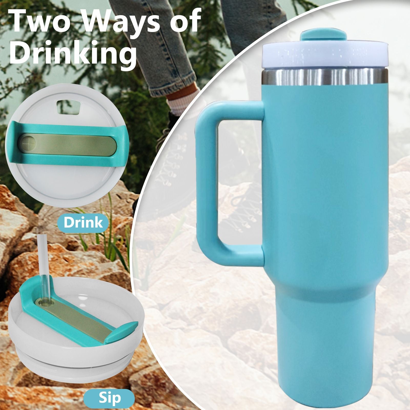 40oz V2 large capacity tumbler,  With Handle And Straw Lid, Insulated Reusable Stainless Steel Water Bottles Travel Mug Coffee Cup car cup water cup For Men Women Outdoor Camping Driving, gift - Premium Water Bottles from Doba - Just $31.60! Shop now at Handbags Specialist Headquarter