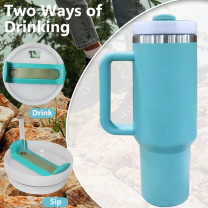 40oz V2 large capacity tumbler,  With Handle And Straw Lid, Insulated Reusable Stainless Steel Water Bottles Travel Mug Coffee Cup car cup water cup For Men Women Outdoor Camping Driving, gift - Premium Water Bottles from Doba - Just $31.60! Shop now at Handbags Specialist Headquarter