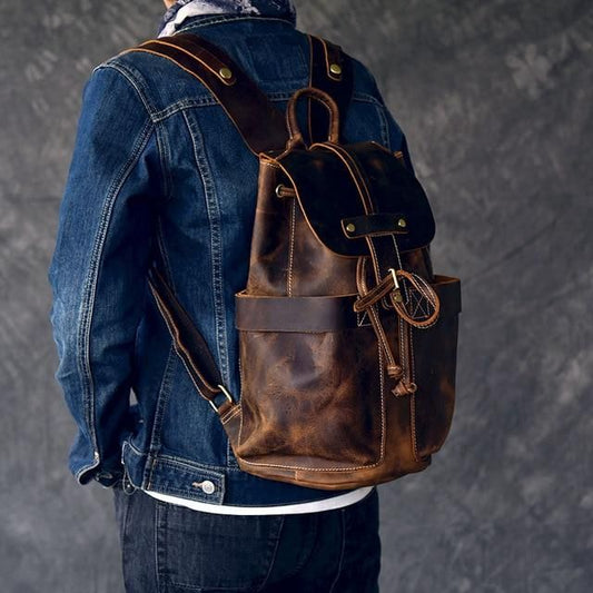 The Olaf Rucksack | Vintage Leather Travel Backpack - Premium Backpack from Doba - Just $266.60! Shop now at Handbags Specialist Headquarter