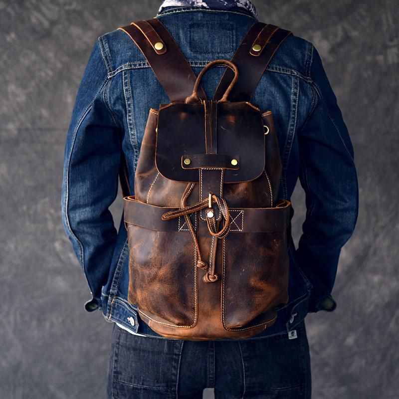 The Olaf Rucksack | Vintage Leather Travel Backpack - Premium Backpack from Doba - Just $266.60! Shop now at Handbags Specialist Headquarter