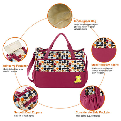 5PCS Baby Nappy Diaper Bags Set Mummy Diaper Shoulder Bags w/ Nappy Changing Pad Insulated Pockets Travel Tote Bags - Premium Tote Bags from Doba - Just $70.62! Shop now at Handbags Specialist Headquarter