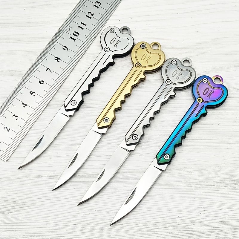 OK Foldable Knife Key Chain Mini Pocket Knife Box Cutter Keychain Pendant Color Handle Decoration - Premium Key chain from Doba - Just $19.08! Shop now at Handbags Specialist Headquarter