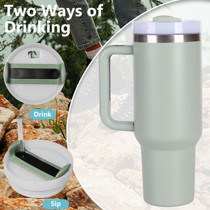 40oz V2 large capacity tumbler,  With Handle And Straw Lid, Insulated Reusable Stainless Steel Water Bottles Travel Mug Coffee Cup car cup water cup For Men Women Outdoor Camping Driving, gift - Premium Water Bottles from Doba - Just $31.60! Shop now at Handbags Specialist Headquarter