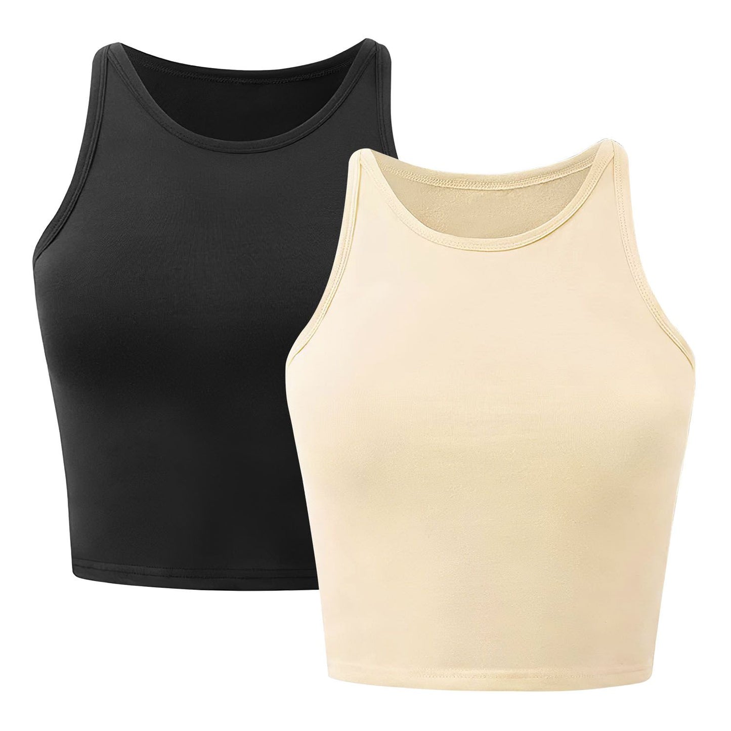 Women Sleeveless Cropped Tank Top High Neck Crop Racer Back Workout Top Machine Washable Summer - Premium Tops from Doba - Just $39.99! Shop now at Handbags Specialist Headquarter