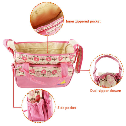 5PCS Baby Nappy Diaper Bags Set Mummy Diaper Shoulder Bags w/ Nappy Changing Pad Insulated Pockets Travel Tote Bags - Premium Tote Bags from Doba - Just $70.62! Shop now at Handbags Specialist Headquarter