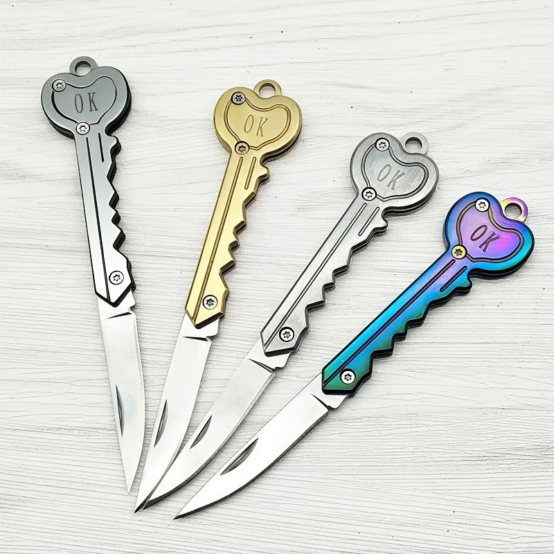 OK Foldable Knife Key Chain Mini Pocket Knife Box Cutter Keychain Pendant Color Handle Decoration - Premium Key chain from Doba - Just $19.08! Shop now at Handbags Specialist Headquarter