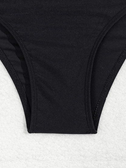 Women's black sexy two-piece quick-dry fabric bikini swimwear - Premium Swimsuit Set from Doba - Just $30.28! Shop now at Handbags Specialist Headquarter