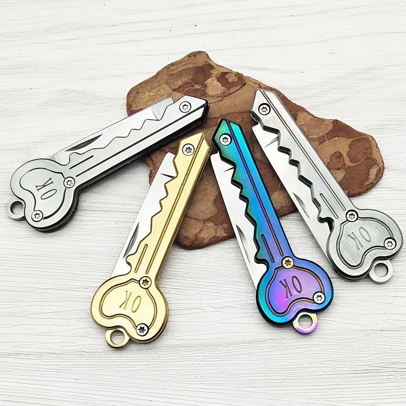 OK Foldable Knife Key Chain Mini Pocket Knife Box Cutter Keychain Pendant Color Handle Decoration - Premium Key chain from Doba - Just $19.08! Shop now at Handbags Specialist Headquarter