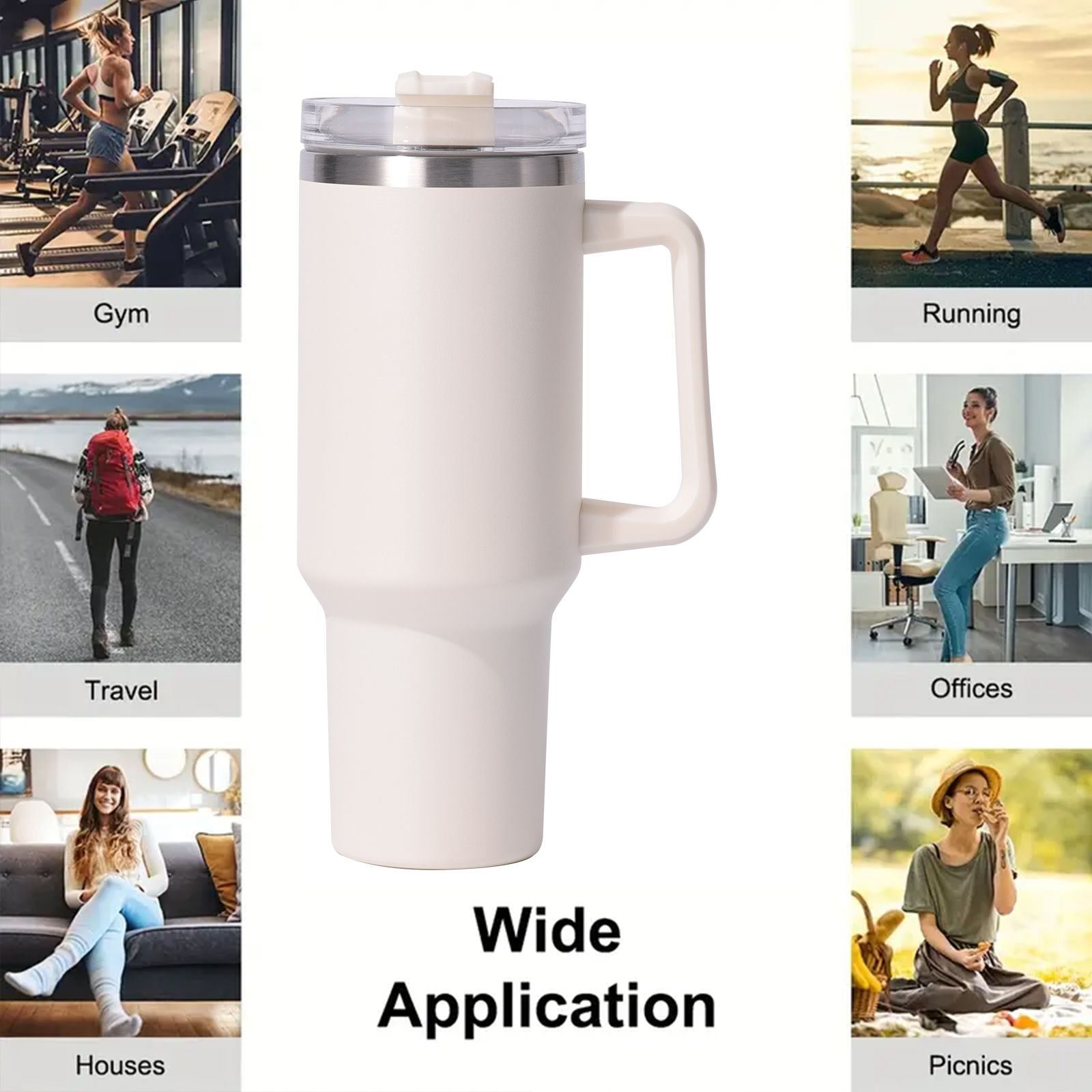 40oz large capacity tumbler, With Handle And Straw Lid, Insulated Reusable Stainless Steel Water Bottles Travel Mug Coffee Cup car cup water cup For Men Women Outdoor Camping Driving,  gift - Premium Water Bottles from Doba - Just $31.60! Shop now at Handbags Specialist Headquarter