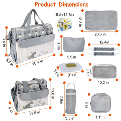 11Pcs Baby Nappy Diaper Bags Set for Mom Dad Mummy Shoulder Bags Multifunctional Diaper Handbags with Food Bag Bottle Bag Diaper Pad Burp Cloth 2 Hook Straps - Premium Diaper Bags Set from Doba - Just $112.54! Shop now at Handbags Specialist Headquarter