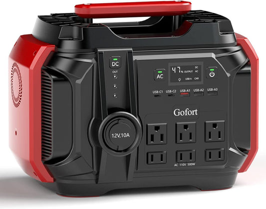 GOFORT Portable Power Station 540Wh/500W(Peak 1000W) 6 x AC 110V Outlets PD 60W Portable Solar Generator CPAP Battery Power Outage Supplies Emergency Backup Power for Outdoor RV/Van Camping Fishing - Premium Decor from Doba - Just $699.99! Shop now at Handbags Specialist Headquarter