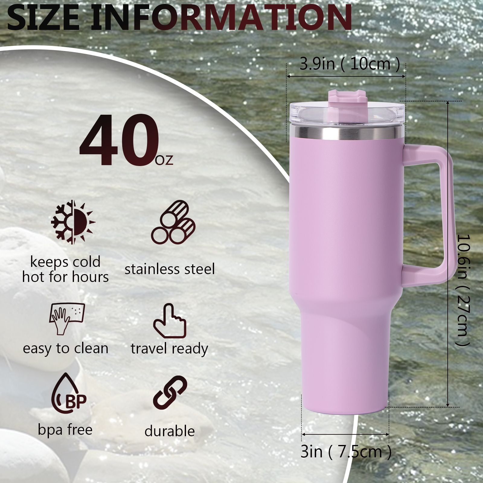 40oz large capacity tumbler, With Handle And Straw Lid, Insulated Reusable Stainless Steel Water Bottles Travel Mug Coffee Cup car cup water cup For Men Women Outdoor Camping Driving,  gift - Premium Water Bottles from Doba - Just $31.60! Shop now at Handbags Specialist Headquarter