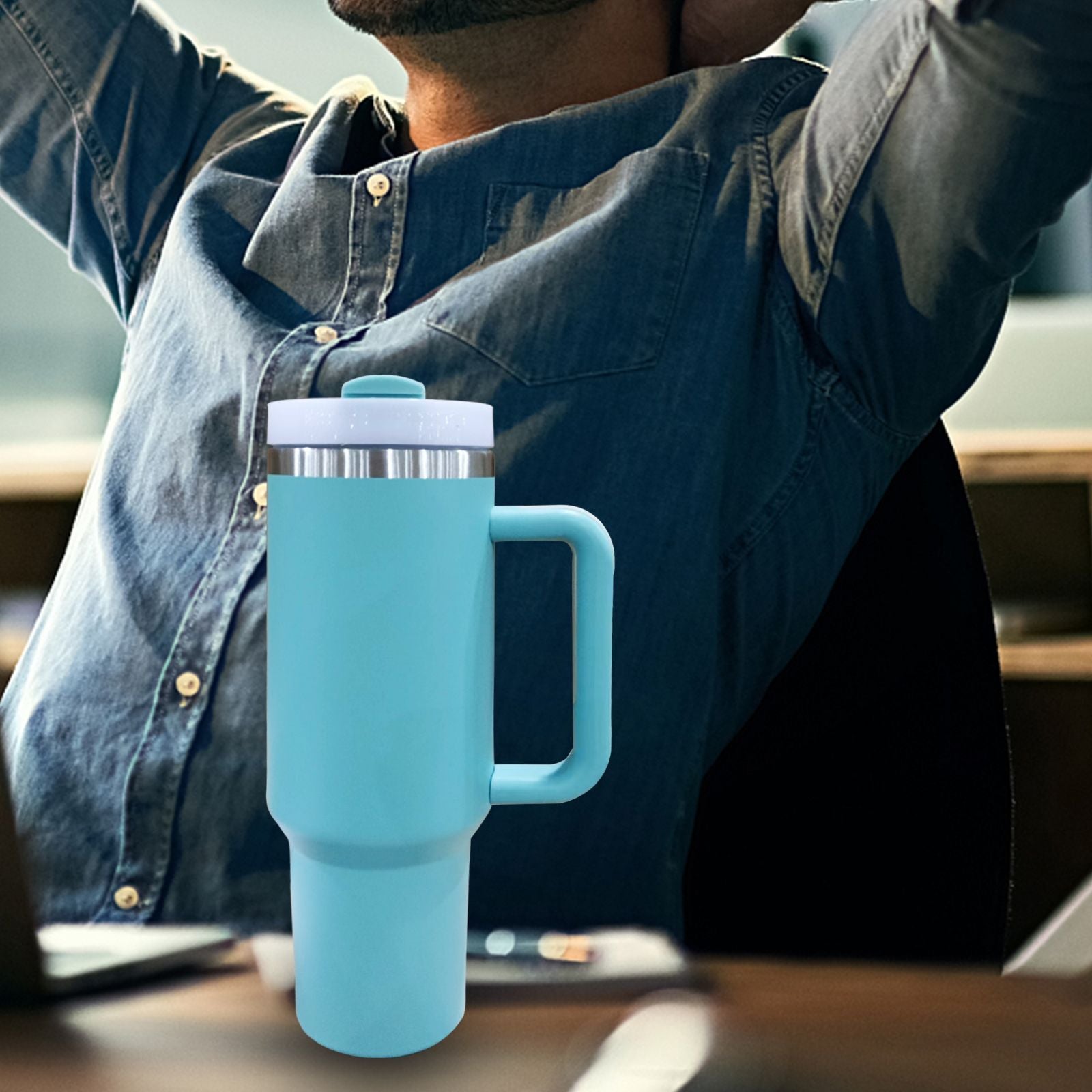 40oz V2 large capacity tumbler,  With Handle And Straw Lid, Insulated Reusable Stainless Steel Water Bottles Travel Mug Coffee Cup car cup water cup For Men Women Outdoor Camping Driving, gift - Premium Water Bottles from Doba - Just $31.60! Shop now at Handbags Specialist Headquarter