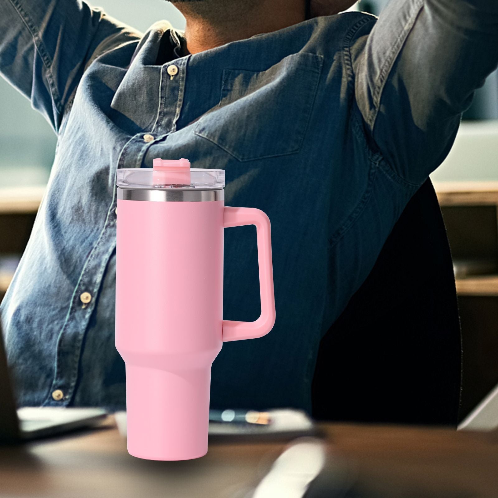 40oz large capacity tumbler, With Handle And Straw Lid, Insulated Reusable Stainless Steel Water Bottles Travel Mug Coffee Cup car cup water cup For Men Women Outdoor Camping Driving,  gift - Premium Water Bottles from Doba - Just $31.60! Shop now at Handbags Specialist Headquarter