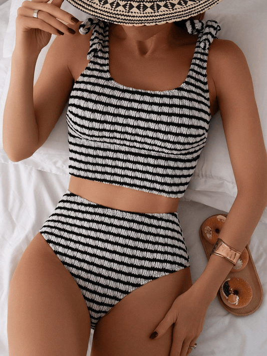Women's two-piece striped swimsuit - Premium Swimsuit Set from Doba - Just $30.28! Shop now at Handbags Specialist Headquarter