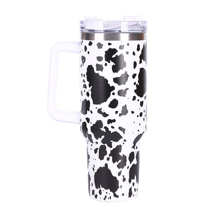40oz 5D cowprint Insulated Tumbler With Handle And Straw Lid Portable Large Capacity water bottle, Heat preservation,304 Stainless Steel Cup For Outdoor Sports, Travel & Camping Birthday Gift - Premium Water Bottles from Doba - Just $39.48! Shop now at Handbags Specialist Headquarter