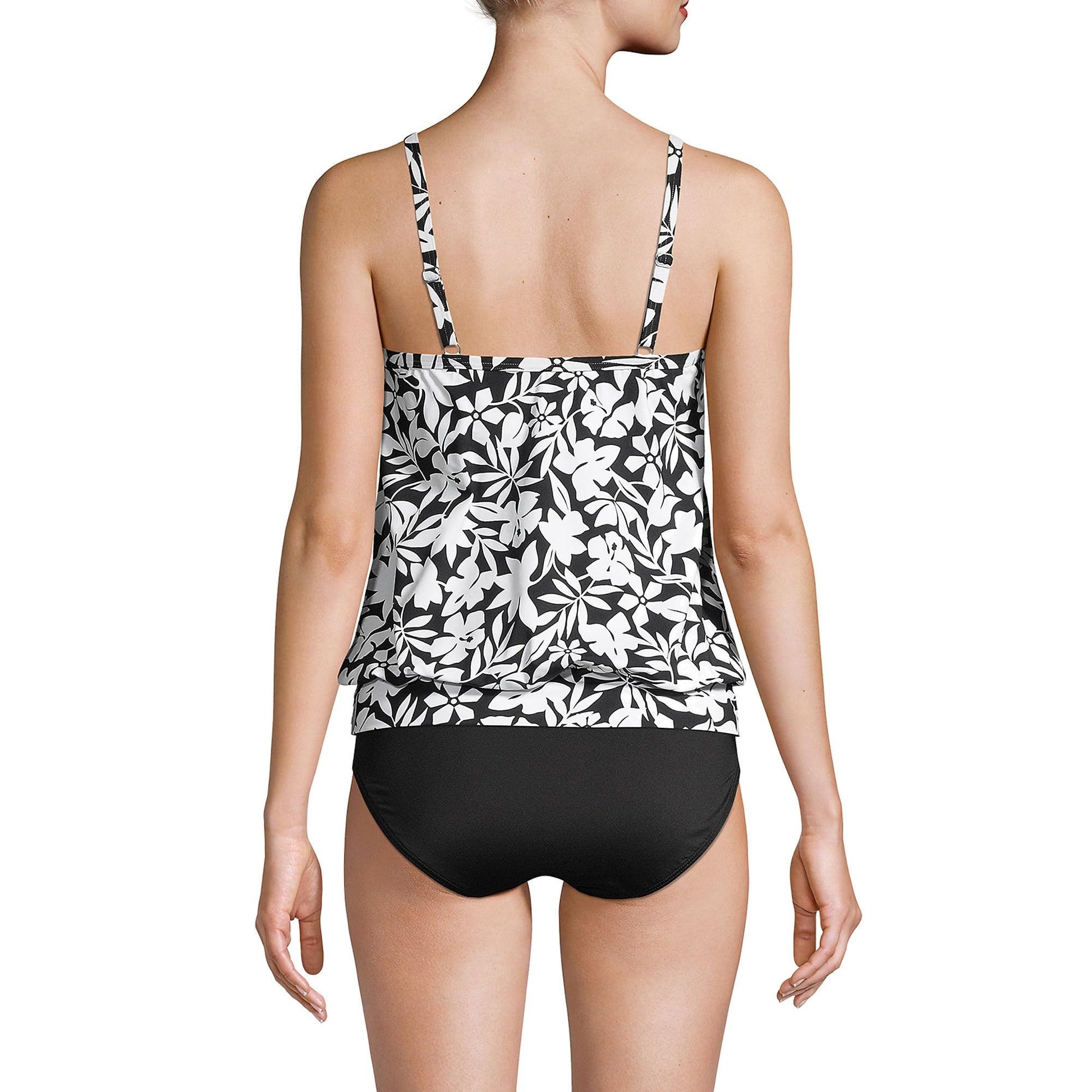 New black and white printed women's split type Tankini set with conservative style, covering the belly and showing off thinness - Premium Swimsuit Set from Doba - Just $31.10! Shop now at Handbags Specialist Headquarter