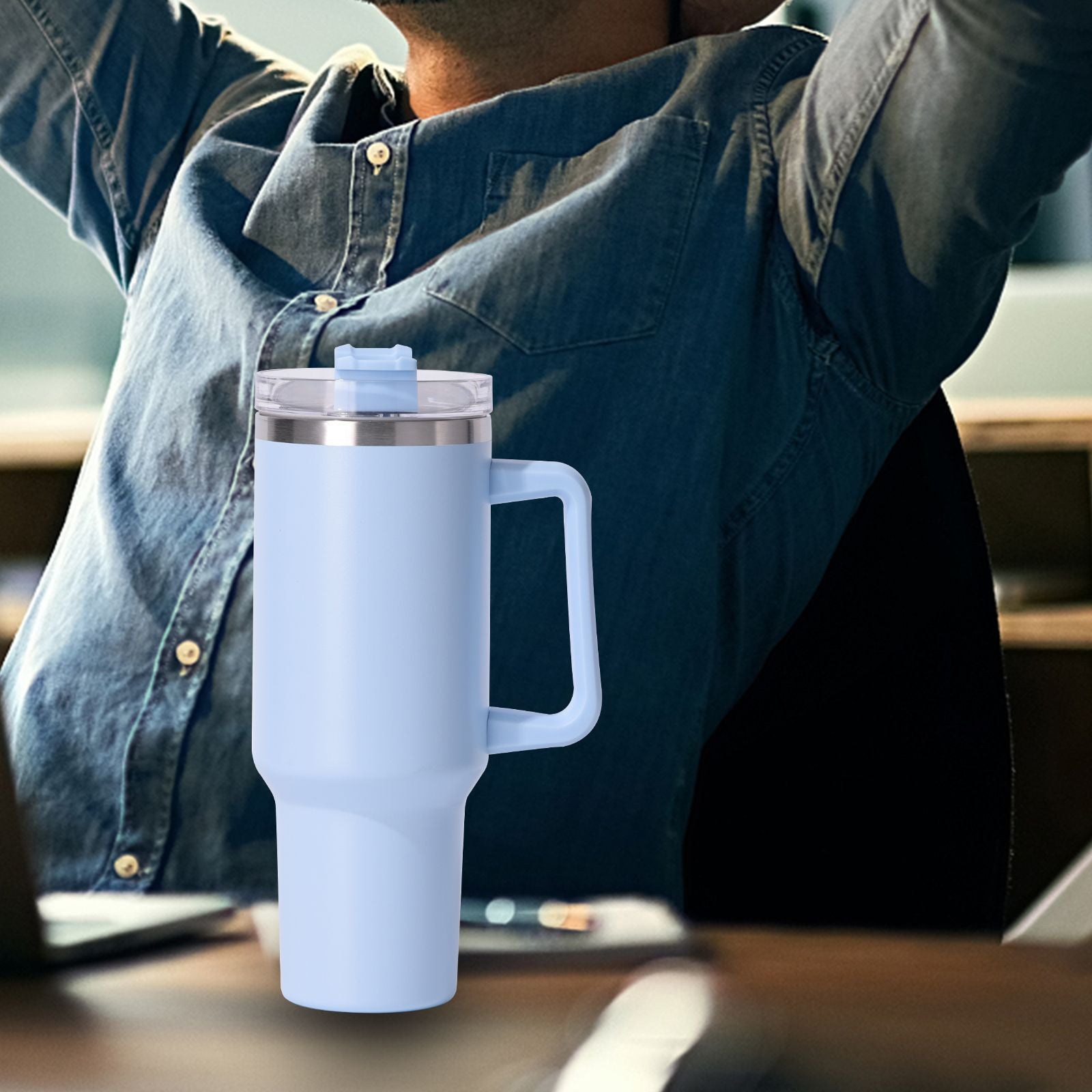 40oz large capacity tumbler, With Handle And Straw Lid, Insulated Reusable Stainless Steel Water Bottles Travel Mug Coffee Cup car cup water cup For Men Women Outdoor Camping Driving,  gift - Premium Water Bottles from Doba - Just $31.60! Shop now at Handbags Specialist Headquarter