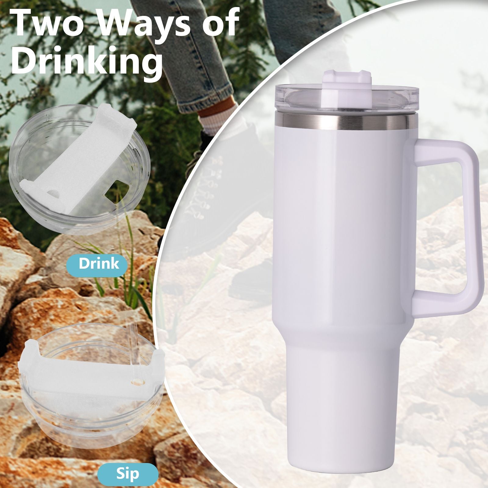 40oz large capacity tumbler With Handle And Straw Lid, Insulated Reusable Stainless Steel Water Bottles Travel Mug Coffee Cup car cup water cup For Men Women Outdoor Camping Driving, gift - Premium Water Bottles from Doba - Just $31.60! Shop now at Handbags Specialist Headquarter