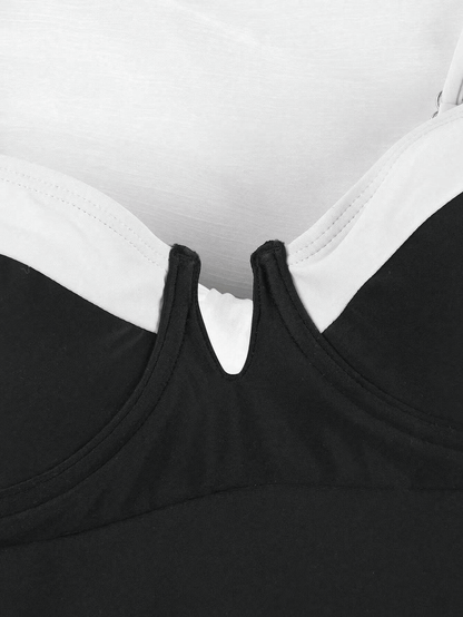 Seaside series women's one-piece quick drying swimsuit contrasting colors - Premium Swimsuit Set from Doba - Just $29.98! Shop now at Handbags Specialist Headquarter