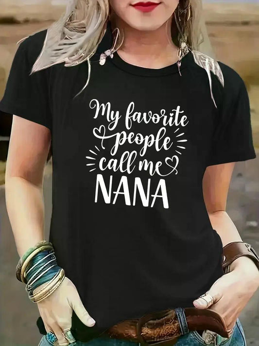 Plus Size Women'S Casual T-Shirt - "My Favorite People Call Me Nana" Print - Plus Size Women'S Fashion T-Shirt Casual - Premium Women's T Shirt from Doba - Just $21.08! Shop now at Handbags Specialist Headquarter
