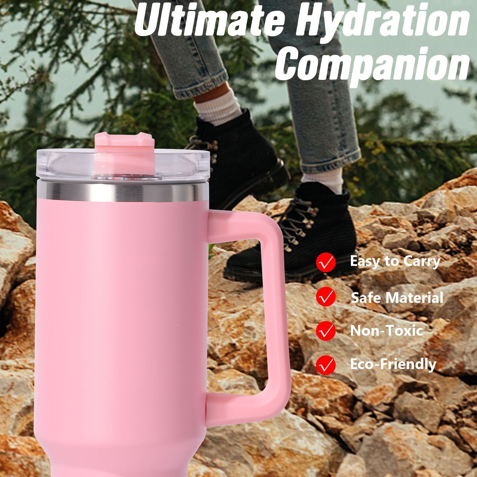 40oz large capacity tumbler, With Handle And Straw Lid, Insulated Reusable Stainless Steel Water Bottles Travel Mug Coffee Cup car cup water cup For Men Women Outdoor Camping Driving,  gift - Premium Water Bottles from Doba - Just $31.60! Shop now at Handbags Specialist Headquarter
