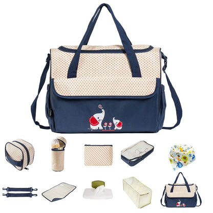 11Pcs Baby Nappy Diaper Bags Set for Mom Dad Mummy Shoulder Bags Multifunctional Diaper Handbags with Food Bag Bottle Bag Diaper Pad Burp Cloth 2 Hook Straps - Premium Diaper Bags Set from Doba - Just $112.54! Shop now at Handbags Specialist Headquarter