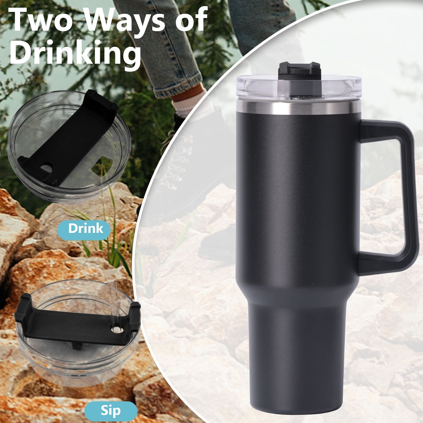 40oz large capacity tumbler With Handle And Straw Lid, Insulated Reusable Stainless Steel Water Bottles Travel Mug Coffee Cup car cup water cup For Men Women Outdoor Camping Driving, gift - Premium Water Bottles from Doba - Just $31.60! Shop now at Handbags Specialist Headquarter