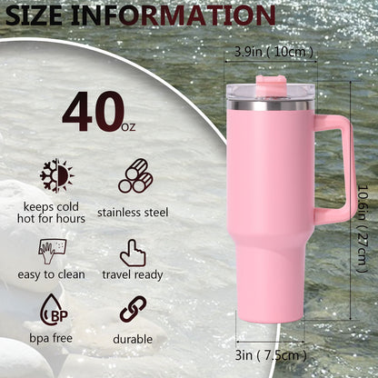 40oz large capacity tumbler, With Handle And Straw Lid, Insulated Reusable Stainless Steel Water Bottles Travel Mug Coffee Cup car cup water cup For Men Women Outdoor Camping Driving,  gift - Premium Water Bottles from Doba - Just $31.60! Shop now at Handbags Specialist Headquarter